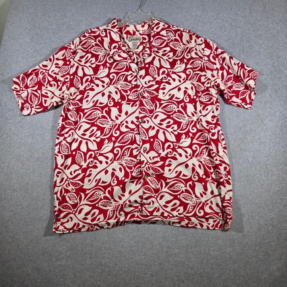 Patagonia Pataloha Hawaiian Shirt Mens XXL Red White Floral Organic Cotton Aloha